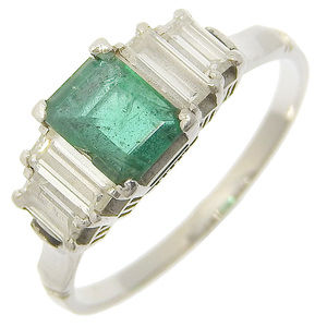 LuxUness Platinum Emerald Diamond Ring Metal Ring